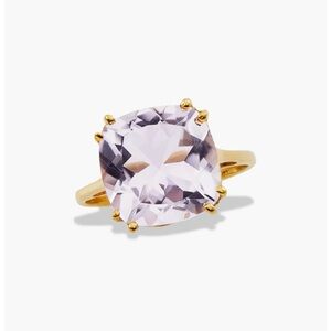(RARE) 18KARAT GOLD plated sterling silver pink AMETHYST ring (NEW)